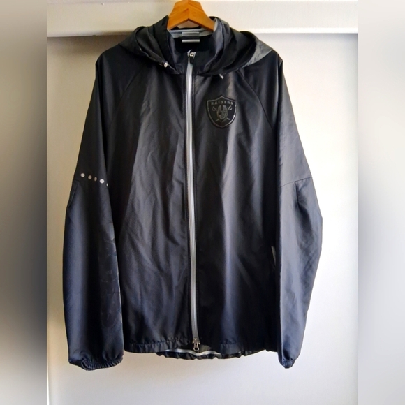 2000s Y2K Nfl NIKE STORM FIT OAKLAND RAIDERS WINDBREAKER JACKET L - Picture 1 of 15